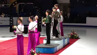 羽生結弦 Yuzuru Hanyu 18.11.18 Victory ceremony Moscow Rostelecom Cup of Russia ISU Grand Prix