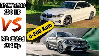 0-200 kmh | BMW 320D G20 VS Mercedes C220d W205 | 190 HP vs 194 HP | PS Hugo