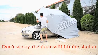 Retractable Carport Small-Medium Size Garage Foldable Car Shelter Completely Folded on Ground