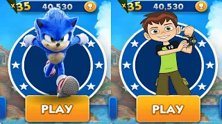 Sonic Dash vs Ben 10 Up to Speed - Movie Sonic vs All Bosses Zazz Eggman All 62 Characters Unlocked