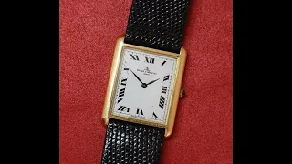 1971 Baume & Mercier men's 18k gold tank watch, with manual wind movement.  Model reference 37059