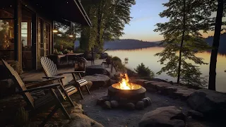 Soothing Fire Sounds at Campfire: Cozy Ambience with Lakeside Forest Scene Retreat for Relaxation