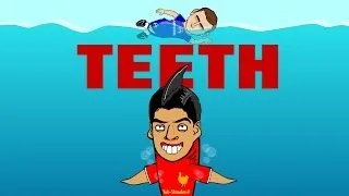 SUAREZ BITE! Luis Suarez in JAWS PARODY REMAKE (442oons football cartoon)