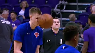 Basketball Hits Kristaps Porzingis FACE