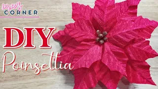 How to make Poinsettia using Crepe Paper for Christmas Decoration Ideas || DIY Poinsettia flower