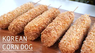 Korean Corn Dog at Home 🌭 Crunchy, Cheesy and Delicious (ASMR)