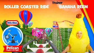 Roller Coaster Ride with Banana Reem! | Pelican Bikes Ride | Little Tikes