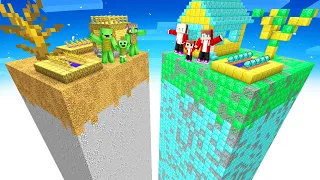 Mikey Family Poor vs JJ Family Rich CHUNK VILAGE Survival Battle in Minecraft! - Maizen