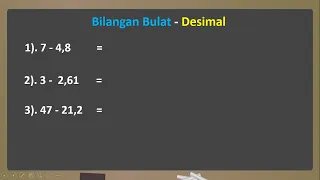 Cara Mudah & cepat pengurangan bilangan bulat dengan desimal