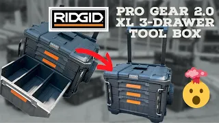 New Ridgid Pro Gear 2.0 XL 3-drawer rolling tool box. #ridgidtools #homedepot #toolbox #toolstorage