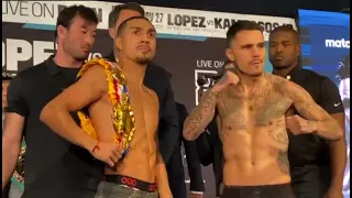 REAL BAD BLOOD BETWEEN TEOFIMO LOPEZ & GEORGE KAMBOSOS - FULL WEIGH -IN & FACE OFF