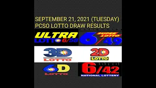 9pm PCSO Lotto Results September 21 2021 Tuesday 6/58 6/49 3D 2D 6D 6/42