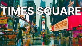 4K | ⛈ NYC RAIN WALK - Times Square & Midtown Manhattan