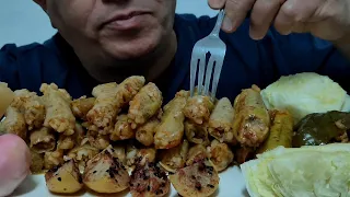 Stuffed with cabbage, zucchini and pepper EATING ASMR محشى كرنب وكوسةو فلفل