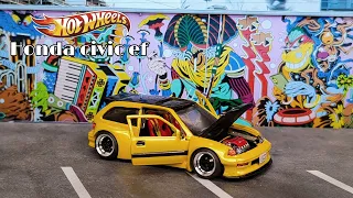 Custom Hot wheels Honda civic ef opening doors and hood