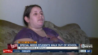 Special needs students walk out of school