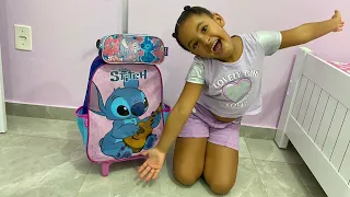 COMPREI MEU MATERIAL ESCOLAR TODO DO STITCH😱😍(2024 infantil 5)