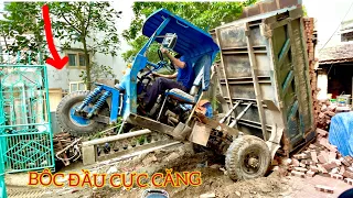 Great agricultural truck carrying bricks to pull each other extremely tight | 2 farm workers have ve