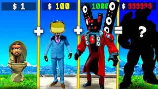 Fusing SKIBIDI TOILET TVMAN and SPEAKERMAN into GOD SUPERHERO in GTA 5