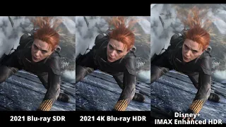 Black Widow Disney+ IMAX Enhanced vs 4K Blu-ray vs Blu-ray (SDR version)