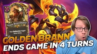 GOLDEN BRANN Ends The Game in 4 Turns! | Hearthstone Battlegrounds | Savjz