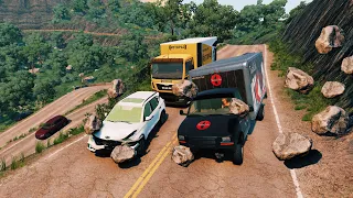 Rockfall and Car Crashes #01 ⚡️ [BeamNG.Drive]
