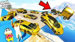 Franklin Testing GOLD SUPERCARS vs BROKEN BRIDGE in GTA 5 | SHINCHAN and CHOP