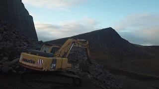 Basalt columns mine in South Iceland drone shots