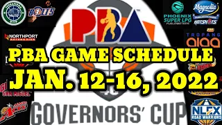 PBA Game Schedule | Jan. 12-16, 2022 | 2021-22 PBA GOVERNORS' CUP UPDATE