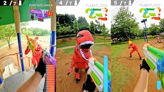 Nerf War | VS Dinosaur Boss ( Nerf First Person Shooter / Vertical Video)