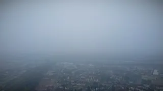 Winter morning view from sky in Melun,France