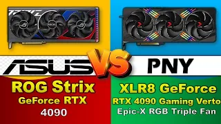 PNY XLR8 GEFORCE RTX 4090 GAMING VERTO EPIC X RGB TRIPLE FAN VS ASUS ROG STRIX GEFORCE RTX 4090