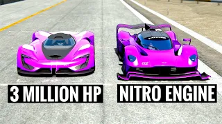 3 MILLION HP SRT Tomahawk X VGT vs NITRO Aston Martin Valkyrie AMR Pro at 20 KM Drag Race