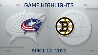 NHL Highlights | Blue Jackets vs. Bruins - Apr. 2, 2022