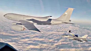 F-16 Aerial Refueling Operations Over S. Korea