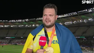 Daniel Stahl after winning Gold in the Discus with the final throw!
