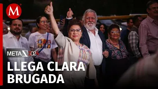 Clara Brugada se muestra confiada en su llegada al tercer debate chilango