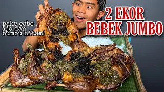 MUKBANG 2 EKOR BEBEK BUMBU HITAM CABE IJO PAKE NASI!!