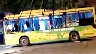 Footage captured man with explosives bag causing serious bus explosion