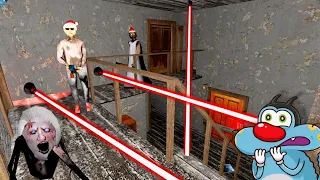 😤 Granny and Grandpa Installed laser System in Granny New Update With Oggy and Jack