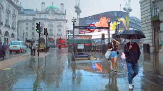 London Summer Showers ☔️ West End Rain Walk | 4K | June 2021