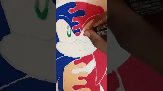 Drawing Sonic and Knuckles with Posca Markers! Fusion Effect! Satisfying! (#shorts)