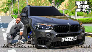 РЕАЛЬНАЯ ЖИЗНЬ В GTA 5 - НАЕХАЛ НА ШИПЫ И ЧУТЬ НЕ ПОПАЛ В АВАРИЮ НА BMW X5m! 🌊ВОТЕР