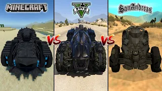 MINECRAFT BATMOBILE VS GTA 5 BATMOBILE VS GTA SAN ANDREAS BATMOBILE - WHICH IS BEST?