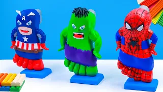 DIY foot man mixed superheroes Spider man, Hulk, Captain America with clay 🧟 Polymer Clay Tutorial