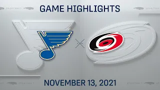 NHL Highlights | Blues vs. Hurricanes - Nov. 13, 2021