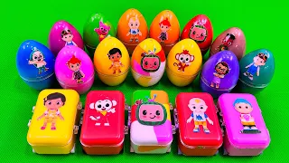 Finding Pinkfong in Rainbow Eggs, Suitcase with CLAY Coloring! Satisfying ASMR Video