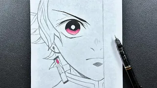 Anime sketch | how to draw Tanjiro kamado from demon slayer step-by-step