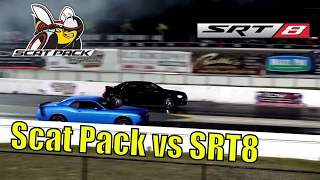2016 Scat Pack Challenger vs 300C SRT8 | 1/4 Mile Race