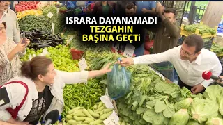 Ekrem İmamoğlu, Halkalı Çarşamba pazarında ıspanak tezgahın başına geçti